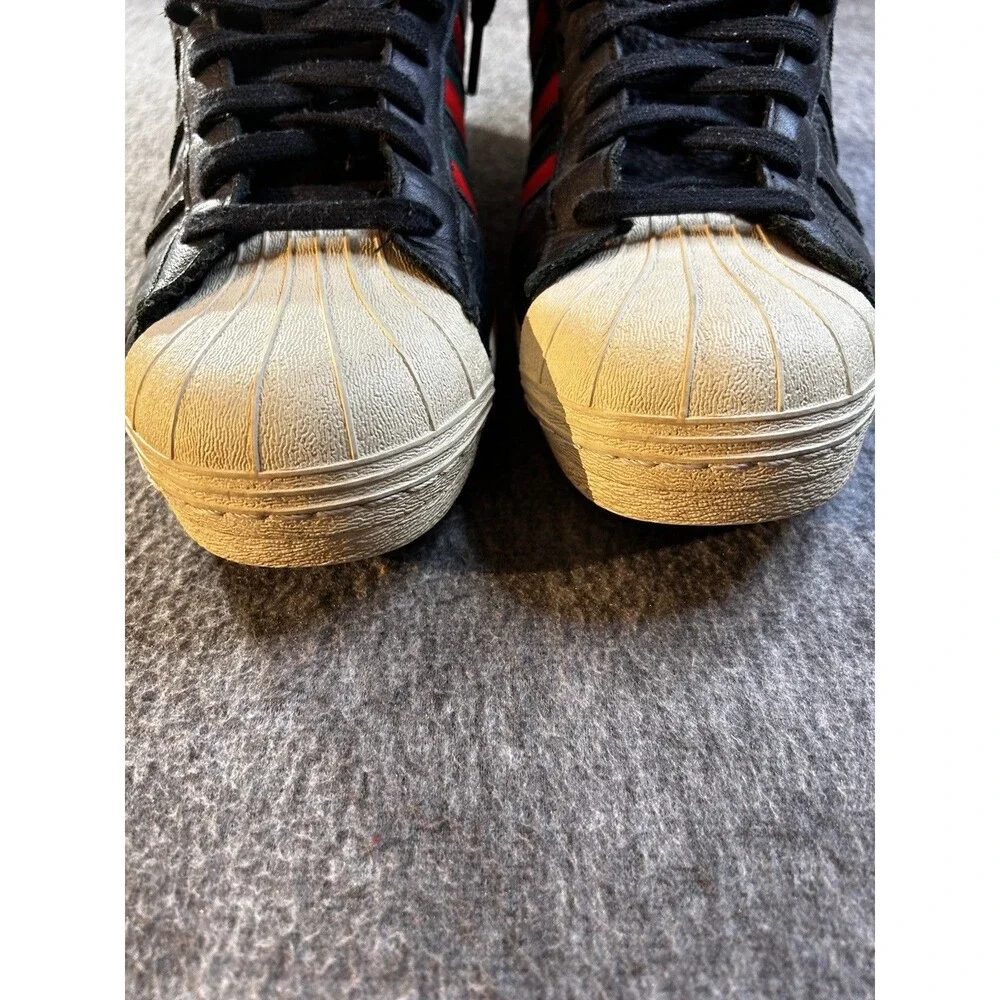 RARE 2017 VTG Adidas Originals Superstar 80s Core Black Red Green Stripes Sz 13